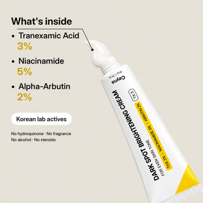 What's inside: tranexamic acid 3%, niacinamide 5%, alpha-arbutin 2%