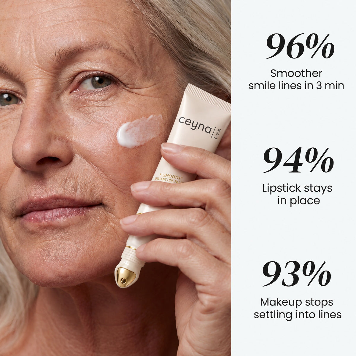 96% smoother smile lines in 3 minutes